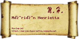 Márián Henrietta névjegykártya