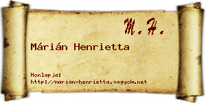 Márián Henrietta névjegykártya